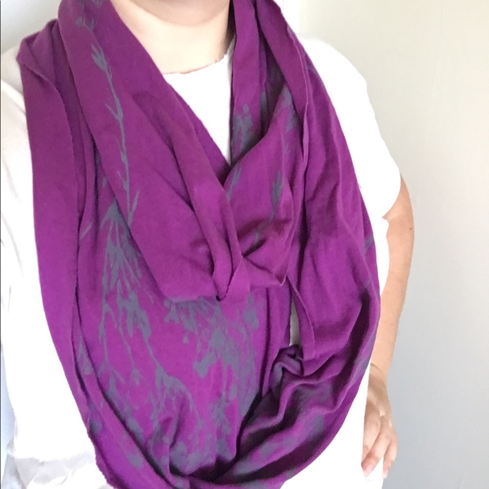 Purple screen printed infinity scarf